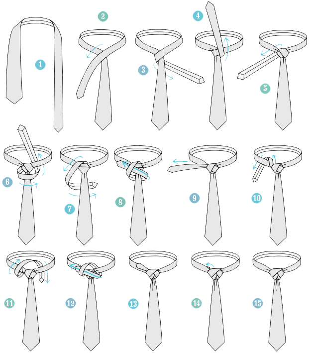 Как завязать галстук Элдридж узлом подробная схема